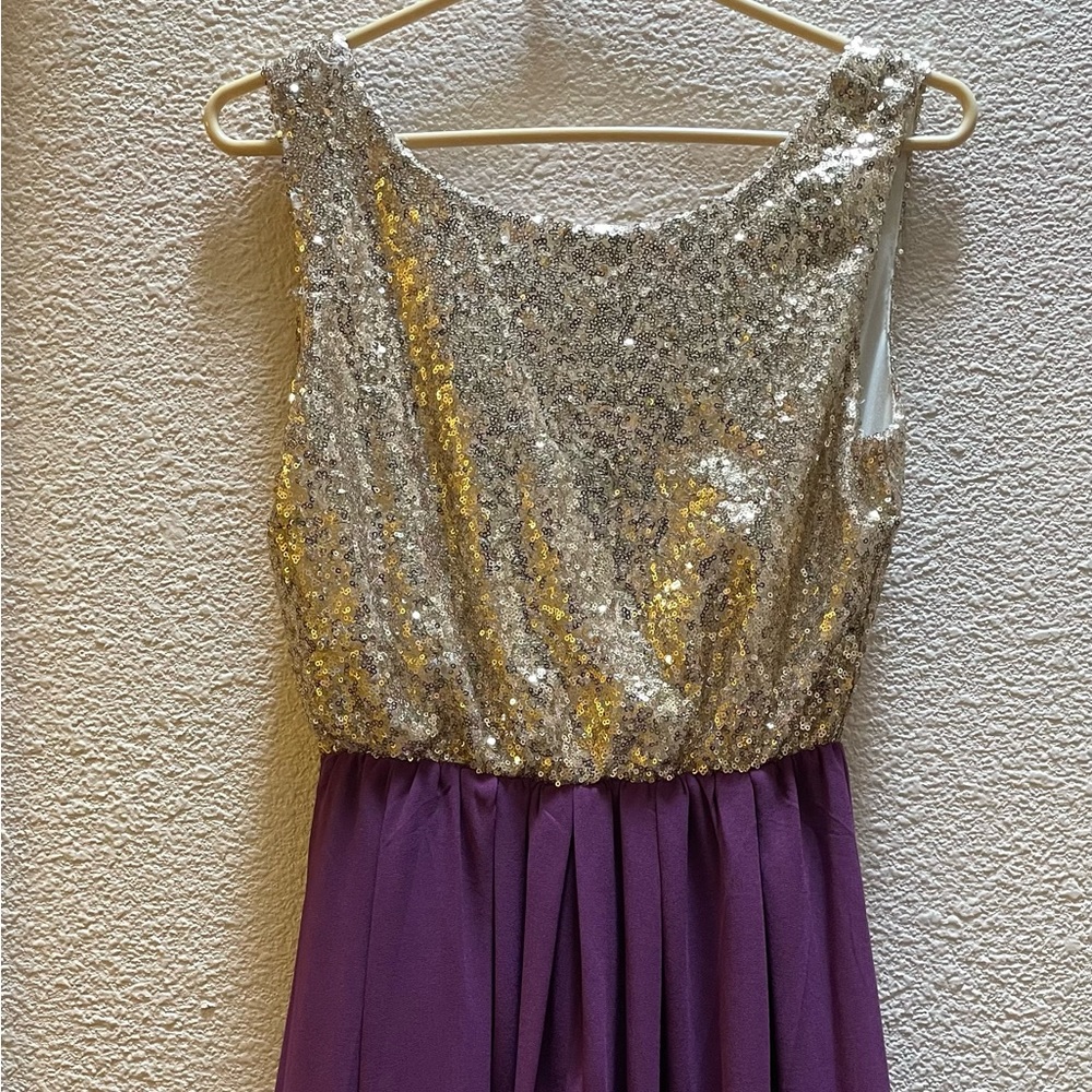 Gold/purple sequin dress